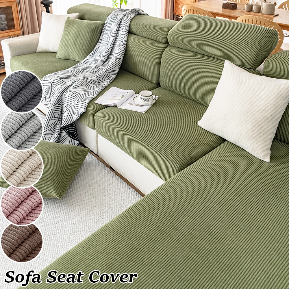 Neue verdickte Jacquard-Sofa-Sitzkissenbezüge, einfarbig, gestreift, Sofabezüge für Wohnzimmer, abnehmbare Sofabezüge Image