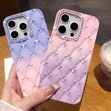 6D Flowers Glitter Rhinestone Case for IPhone 11 12 13 14 15 16 Pro Max 16pro Gradient Color Soft