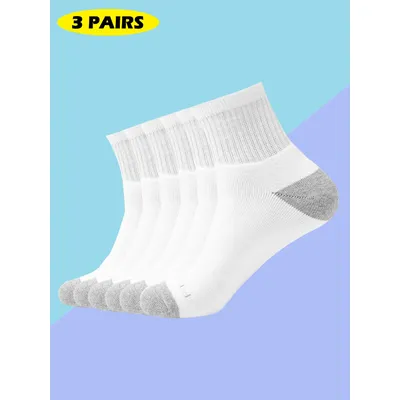 3-Pairs Men's Athletic Ankle Socks Cotton Cushioned Quarter Socks for Men Moisture Wicking Socks Size: US6-12/EU39-42