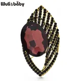 Wuli&baby Vintage Rhinestone Leaf Brooches For Women Unisex 2-color Flowers Plants Party Casual