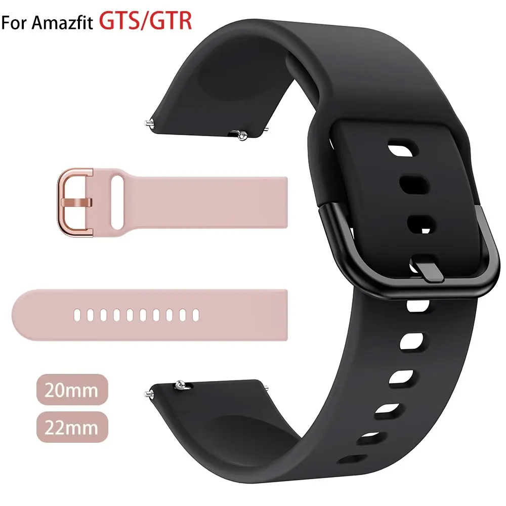 20mm/22mm Band für Amazfit GTS/2/2e/3/4 GTS2 Mini/GTR 4/3/Pro/47mm/GTR2/2e/stratos 2/3 Silikon Armband Amazfit bip Uhrenarmband Image
