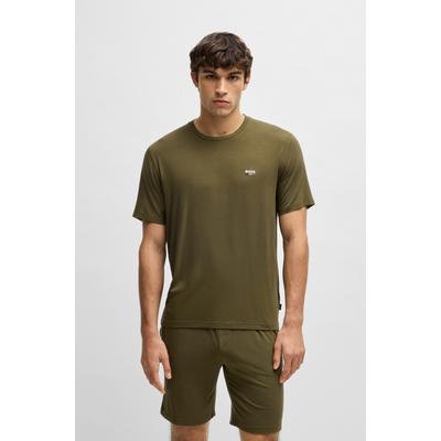 Shorty BOSS "Bamboo Short Set", Herren, Gr. XXL (56), dunkelgrün 302, Jersey, Obermaterial: 94% Viskose, 6% Elasthan, regular fit, Rundhals, Kurzarm, Homewear-Sets Image
