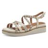 Keilsandalette TAMARIS, Damen, Gr. 38, beige (creme), Leder, Lederimitat, modisch, Schuhe, Riemchensandale, Sommerschuh mit verstellbarer Schnalle