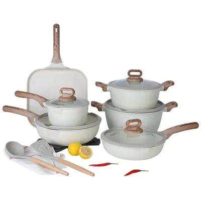 DONNOR Ceramic Cookware Sets Pots and Pans Set Nonstick Induction Cookware Kitchen Cooking Set with Frying Pans Set