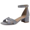 Sandalette TAMARIS, Damen, Gr. 37, blau (hellblau), Textil, Veloursleder, unifarben, elegant, Schuhe, Blockabsastz, Sommerschuh, Riemchensandale mit Kreuzbandage