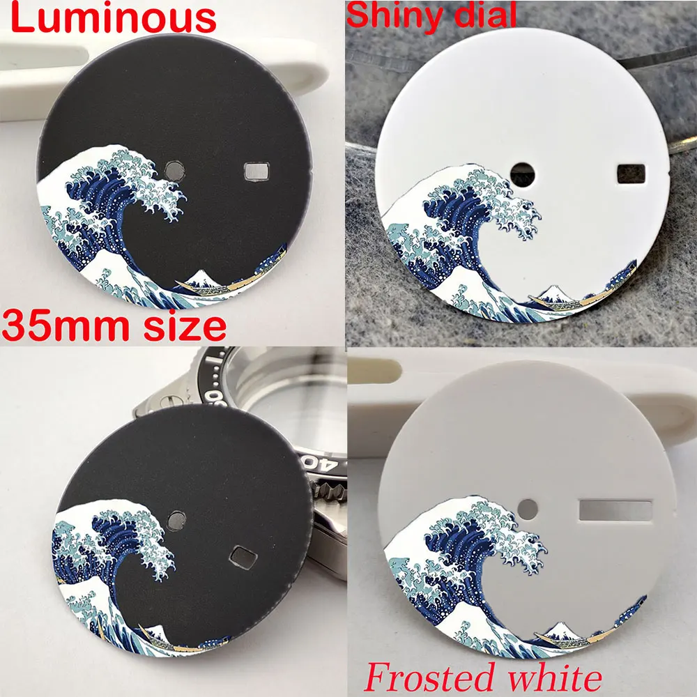 NH35-Zifferblatt, 28,5 mm/35 mm, Wellenzifferblatt, Zifferblatt, geeignet für das NH35/36/34/Uhrwerk, Zifferblatt C3, leuchtend Image