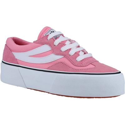 Superga 3041 Revolley Colorblock Platform Leder Damen Rosa/Weiß Turnschuhe Image