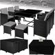 Tectake - Set da giardino in rattan Malaga, 6+4+1 con copertura protettiva - arredo giardino,