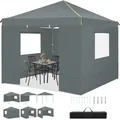 Gazebo da giardino pop-up 3x3 m Tenda da festa pieghevole impermeabile con 4 pareti laterali Gazebo anti-UV per esterni, tenda da giardino pieghevole