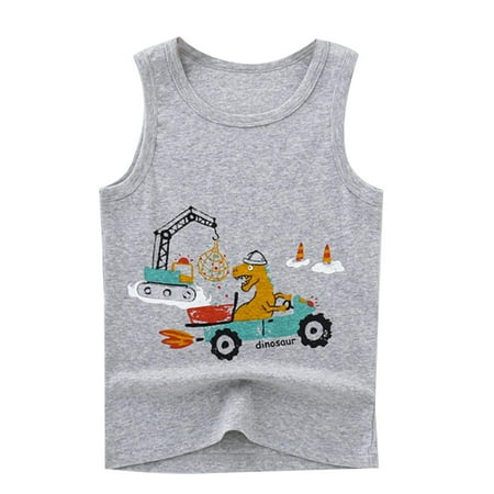 Youmylove Fashion Boys Shirts Toddler Boys Tank Tops Sleeveless Shirt Cartoon Cute Prints Undershirts Kids Summer Thin Basic Shirts Basic T-Shirts Tees Top For 4-5 Years