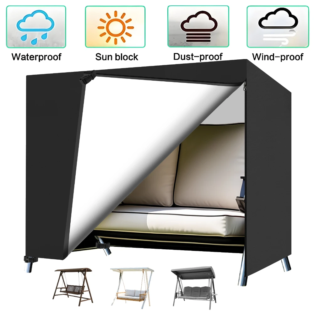 Housses de balançoire de jardin 3 places, imperméables et robustes, Oxford 210D, housse de chaise pivotante d'extérieur, housse de hamac de jardin avec fermeture éclair