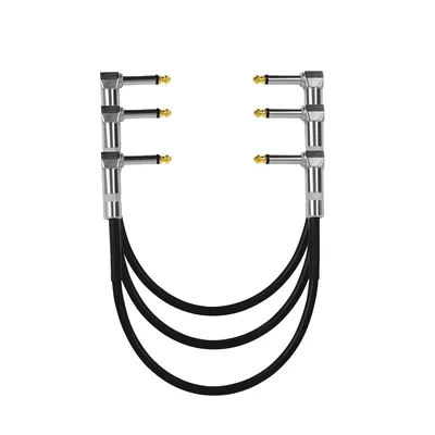 15/30/50cm Guitar Effects Cable Pedal Patch Cord 6.35mm Right Angle Metal Head Electric Guitar Wire