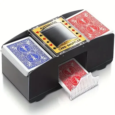 Portable Card Shuffling Machine Essential for Travel,1/2 Decks Electric Poker Card Shuffler with