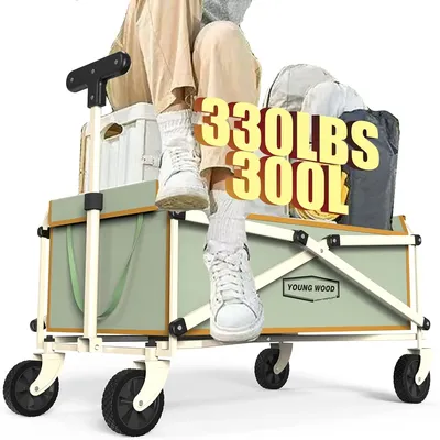 Collapsible Wagon cart with 300lbs Weight Capacity Heavy Duty 300L Outdoor Portable Utility Cart All