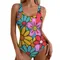 Flower Power Swimsuit Floral Hippie One Piece Swimwear Push Up Simple Monokini Sexy Fitness Custom
