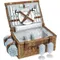 Picnic Basket Set for 2 Persons, Willow Hamper with Large Insulated Cooler Compartment, Waterproof