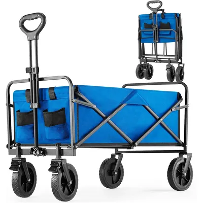 Collapsible Foldable Wagon Cart Large Capacity Garden Beach Cart with All Terrain Wheels Heavy Duty