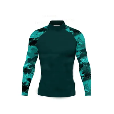 Men's Surfing Tops Swimming Diving T-Shirts Tight Long Sleeve Rash Guard Swimwear Sun Protection