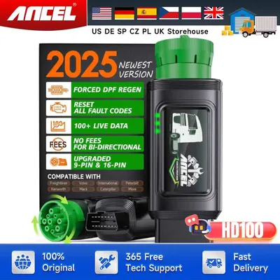 ANCEL HD100 Heavy Duty Truck Scanner with DPF Reset & Forced Regen All System Diesel Scanner