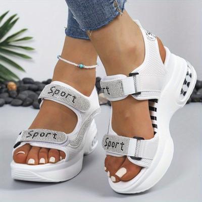 TEMU Women' Sporty Platform Sandals With Adjustable Straps - Stylish Open-toe Flat, Summer Fashion Sneakers, Comfortable Footwear|closure Sandals|synthetic Upper, Platform Sandals Image