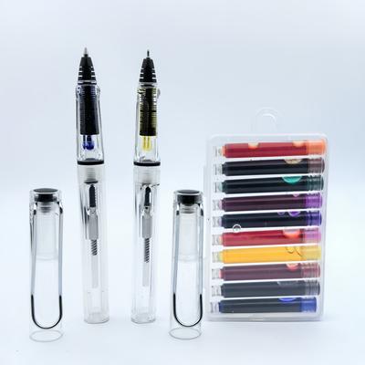 TEMU 2 Transparent Refillable Ballpoint Pens, Featuring Ink Absorption, Replaceable Ink Cartridges, Bullet Tip 0.5 Mm Ballpoint Pen Nib, 0.38 Mm Gel Pen + 10 Ink Cartridges Image