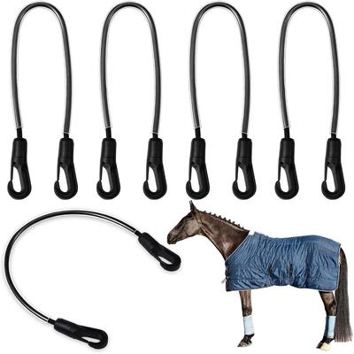 TEMU 4pcs Adjustable Elastic Horse Blanket Straps With Double Ends - Replacement Leg Ties For Secure Blanket Fastening, Fits Most Horses Image
