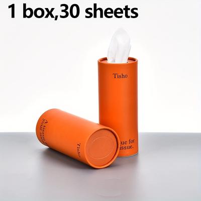 TEMU 30pcs Car Cylinder Tissues - Stylish Solid Colors, 3-ply Paper, Catering And Use Image