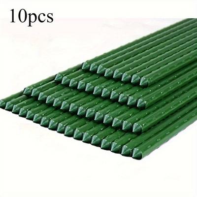 TEMU 10pcs Green Coated Steel Garden Supports For Climbing Plants, Flowers & Vegetables - Durable Metal Grating With Plastic Frame For Garden Stability & Vine Training, Climbing Plant Support Image
