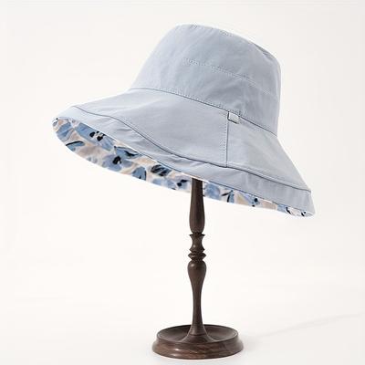 TEMU New Bohemian Style Double-sided Fisherman Hat For Women, Outdoor Casual Printed Wide-brim Sun Hat, Versatile Spring/ Beach Cap Image