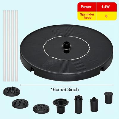 TEMU 1pc Solar Fountain Pump For Bird Baths, Gardens, & Fish Tanks -, Includes 4 Fixed Rods & 6 Nozzles, High-quality Outdoor Water Pump For Backyard Decor, Pool, And Fish Aeration Image