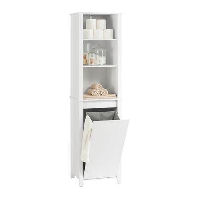 TEMU Sobuy Bzr102-w Bathroom Column Furniture Bathroom Storage Column 3-shelf 1 Detachable Laundry Basket Bathroom Furniture Image