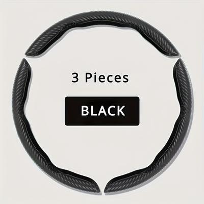 TEMU 3pcs Stylish Carbon Fiber Steering Wheel Covers - Thin Leather, Car Accessories With Integrated Buttons, Luxury And Sports Cars, Accessory | Wheel Cover | Durable Car Cover, Car Wheel Cover Image