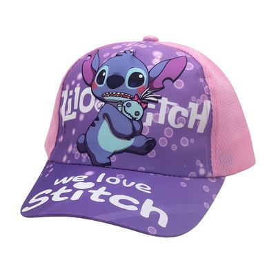 TEMU Stitch Cartoon Print Baseball Cap - Breathable Mesh Back, Sun Protection, Adjustable Snapback For , Spring/summer Casual Wear, Blue/pink/black, Cute Ca Image