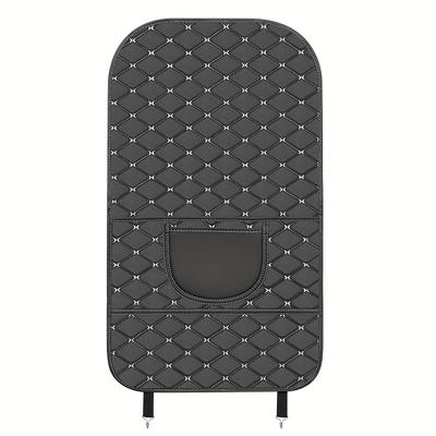 TEMU Black Leather Car Seat Back Protector With Diamond Design - Durable, Anti-soil, Anti-scratch, Easy-clean For Rear Seats, Seat Protection | Diamond Pattern | Leather Cover, Car Seat Covers Image