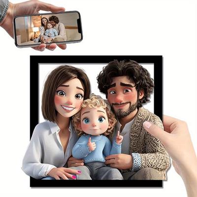TEMU Custom 3d Photo Frame, Personalized Design, Modern Plastic Square Tabletop Frame, Lightweight Unfinished Wall Sign, Ideal For Day, Birthday, Anniversary, Gift Image