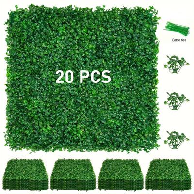TEMU 20pcs Artificial Grass Panels - Plastic Fake Grass Wall, Indoor Home & Decoration, Wedding & Green, No Electricity Needed, Wedding Decoration | Greenery Accent | Plastic, Artificial Grass Decor Image