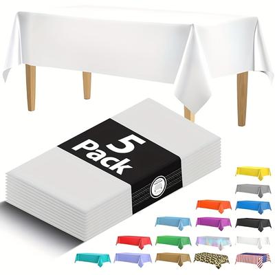"TEMU 5pcs Iridescent Disposable Tablecloths - 54" X 72" Premium Plastic Table Covers For Parties, Weddings, Graduations & Birthdays - Shiny Rainbow Design, Easy , Versatile Decorative Table Covers" Image