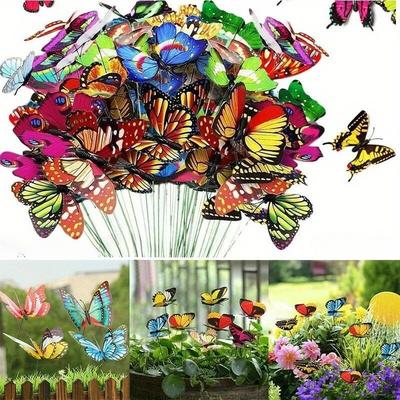 TEMU 100pcs/set ( *50+ Pole *50) 3d Plate - Bright Outdoor Garden And Lawn Decoration, Suitable For Decoration Image