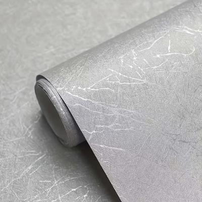 TEMU Sleek Silvery Texture Vinyl Self-adhesive Paper, Peel And Stick, Random Match, For Indoor Decoration, Furniture, Office, Studio Renovatio Image