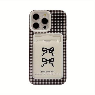 TEMU Korean Bow Card Holder Phone Case For 15/14/13/12/11/x Series Image