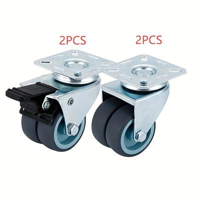 TEMU 4-pack Heavy Duty Casters With Brakes, 800 Lbs Load Capacity, Floorless Silent Rubber Wheels, Swivel Locking Trolley Wheels For Furniture, Marking-free, Durable Material, Silvery Finish Image