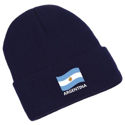 TEMU 1pc Argentina Flag Acrylic Beanie - Elastic Knit Winter Hat, Lightweight Stretchy Skull Cap With Printed Country Theme, Ideal For Autumn/winter And Travel Image