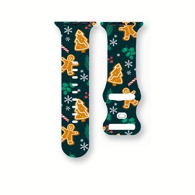 TEMU Funky Christmas-themed Silicone Band For Watch - Soft, Adjustable & For Iwatch 1/2/3/4/5/6/7/se (38/40/41/42/44/45/49mm) - Perfect Gift Image