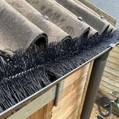 TEMU 13.12ft Easy-install Gutter Guard Brush - Stainless Steel & Bristle, Clog, Enhances Water Flow, Durable For Outdoor Use Image
