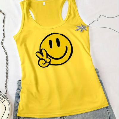 TEMU Women's Graphic Tank Top - Sleeveless Casual Sporty Style For Summer, Spring & Fall, Machine Washable, Casual Attire, Summer Fashion | Nontransparent Fabric Image