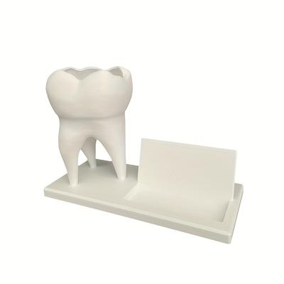TEMU A Tooth-shaped Pen Holder With Card Slot, Suitable For Office Desks, A Decorative Item For Desk, And A Gift For Dentists. Image