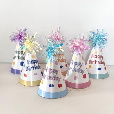 "TEMU 6pcs Shiny Metal Wire Birthday Party Hats - Disposable, Tapered, Colorful With "happy Birthday" Design, Festive Celebrations, Party Accessories | Festive Party Hats | Decorative Party Hats" Image