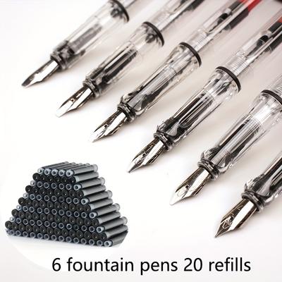 TEMU 6pcs Different Sized Pens + 20 Black Ink, Calligraphy Parallel Pen, Art Tibetan Arabic Writing Pen, Gothic Letter Calligraphy Stationery Image