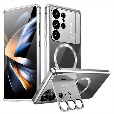 TEMU For S25 Ultra Aromatherapy Phone Case Creative Double-sided Hd Glass Magnetic Belt Lock Design S25 Metal Bracket Suitable For Desktop Meetings And Video Calls S25 Men's And Women' Image