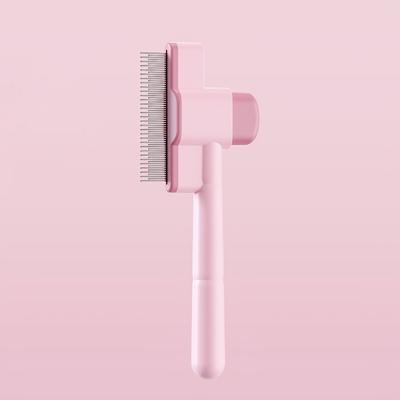 TEMU Self-cleaning Pet Grooming Comb For Cats And Dogs - Pink & Blue Massage Brush Teeth For Flea Removal, Detangling, And Shedding - Abs Material, Fur Image